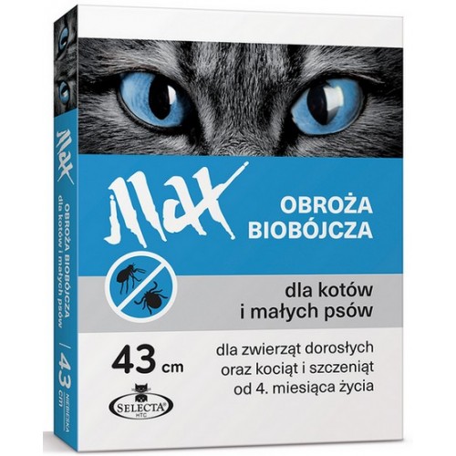 Selecta HTC Obroża Max biobójcza dla kota i małego psa przeciw pchłom i kleszczom niebieska 43cm