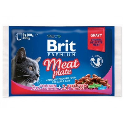 Brit Premium Cat Adult Meat Plate saszetki 4x100g