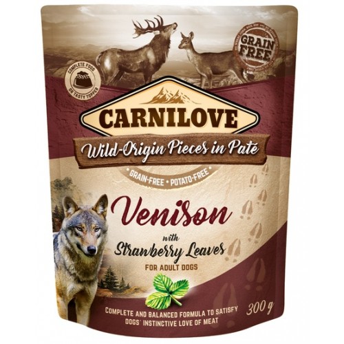 Carnilove Dog Venison & Strawberry Leaves - dziczyzna i liście truskawki saszetka 300g