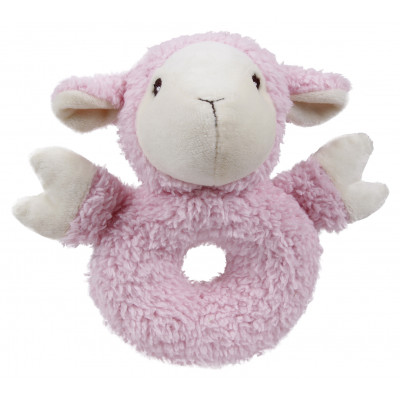 Owca, pluszowy ring z dźwiękiem, 18x15cm, różowy